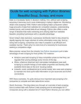 Guide for web scraping with Python libraries_ Beautiful Soup, Scrapy, and more