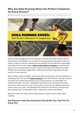 Why Are Hoka Running Shoes the Perfect Companion for Every Runner