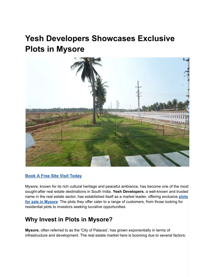 yesh developers showcases exclusive plots