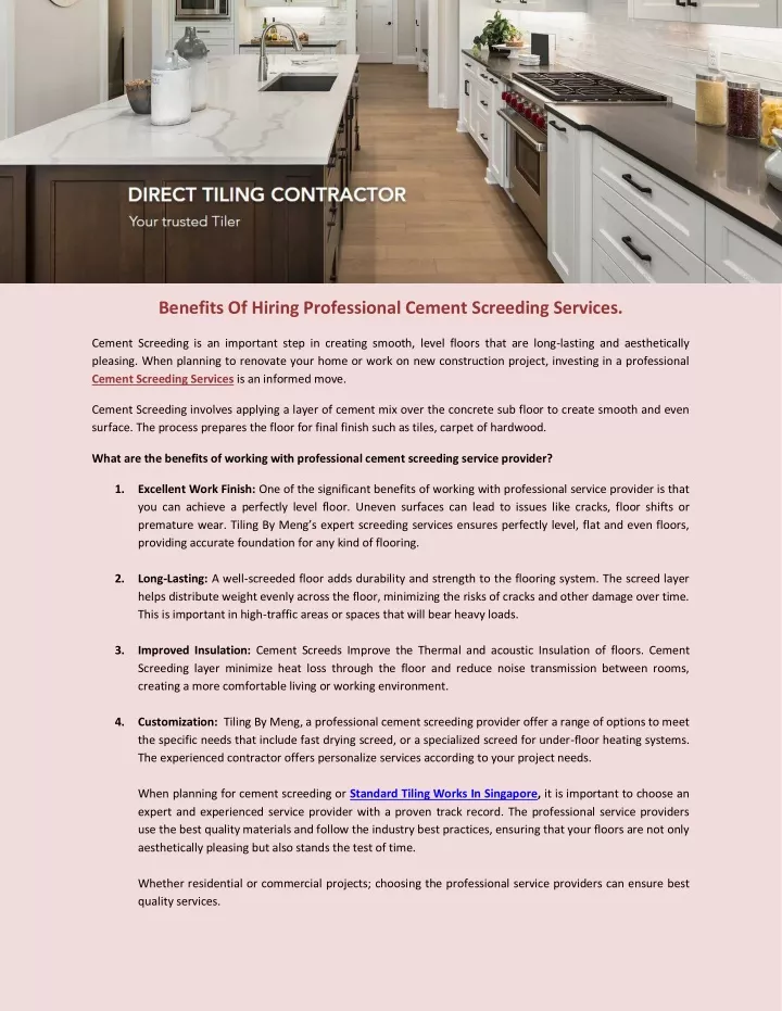 benefits of hiring professional cement screeding