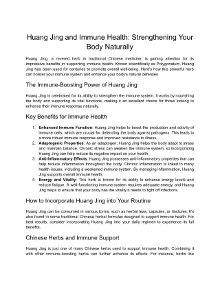 Huang Jing and Immune Health_ Strengthening Your Body Naturally