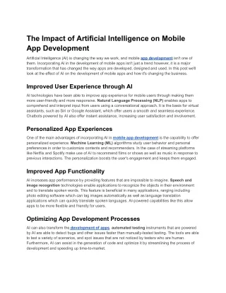 the impact of artificial intelligence on mobile