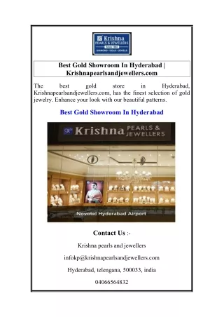 Best Gold Showroom In Hyderabad  Krishnapearlsandjewellers.com