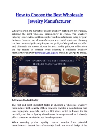 How to Choose the Best Wholesale Jewelry Manufacturer