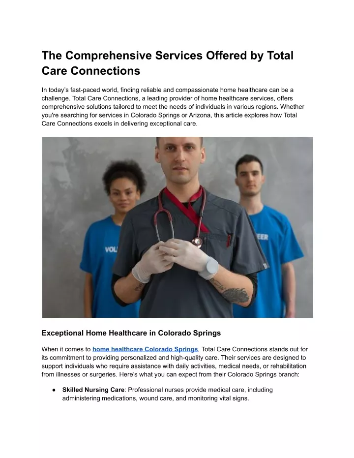 the comprehensive services offered by total care