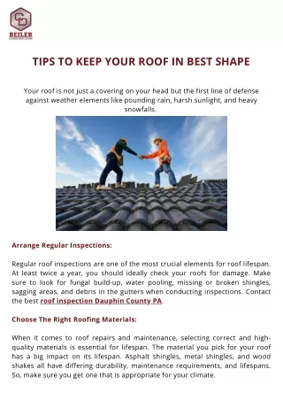 Tips To Keep Your Roof In Best Shape