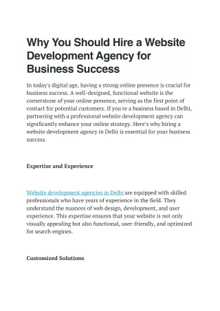 why you should hire a website development agency
