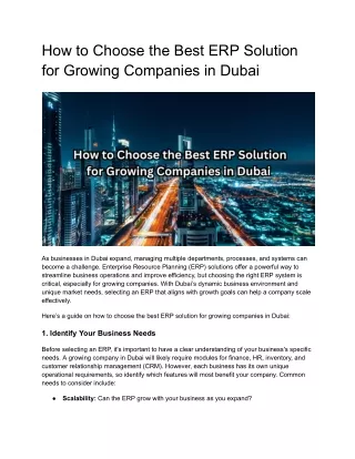 how to choose the best erp solution for growing
