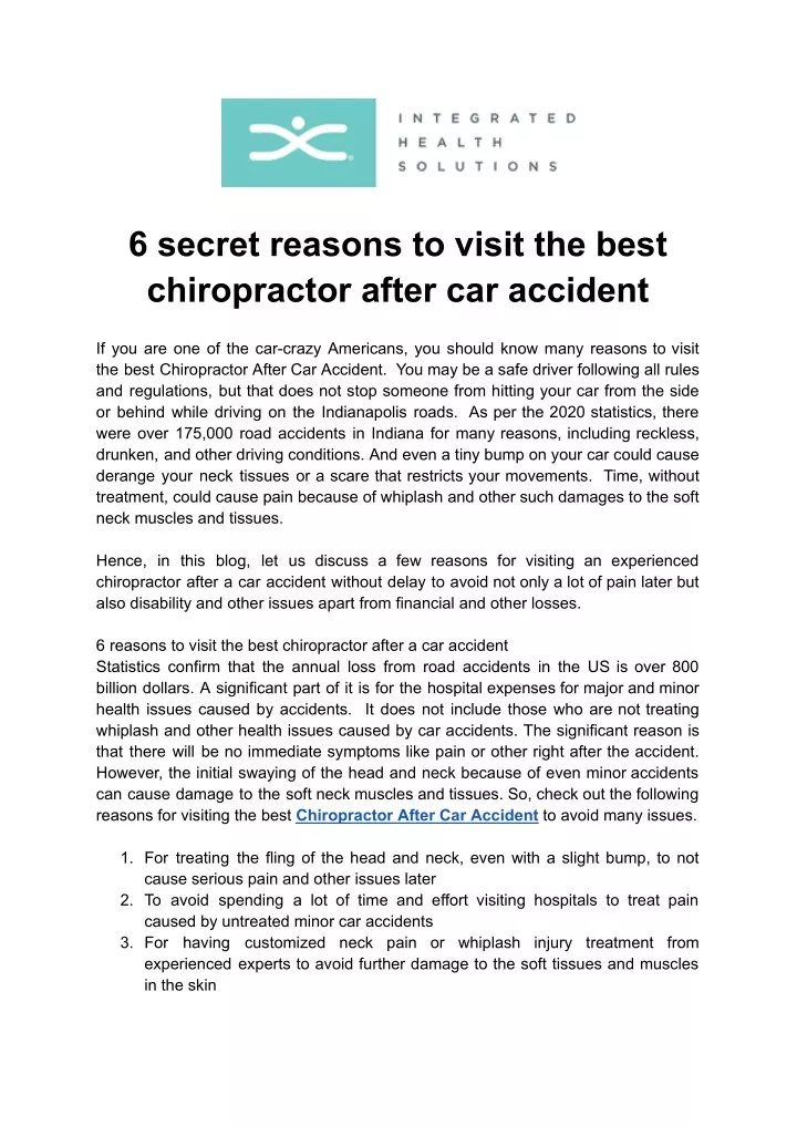 6 secret reasons to visit the best chiropractor