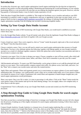 A Step-byStep Guide for Using Google Data Studio to Track website positioning