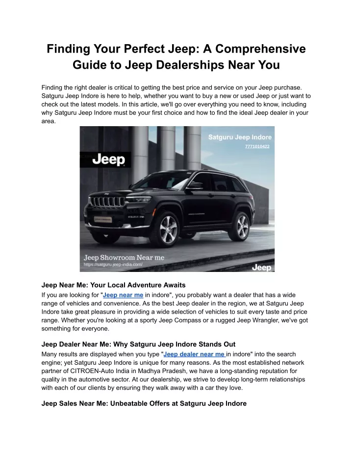 finding your perfect jeep a comprehensive guide