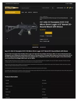 CZ-USA CZ Scorpion EVO 3 S2 Micro 9mmLuger4.12″ Barrel20-Round -ammo2pistol.com
