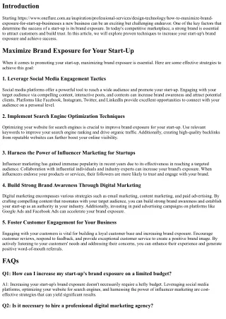 Increase Your Start-Up's Brand Exposure: Proven Techniques for Success