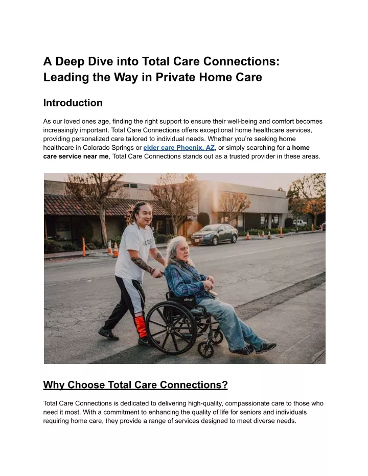 a deep dive into total care connections leading