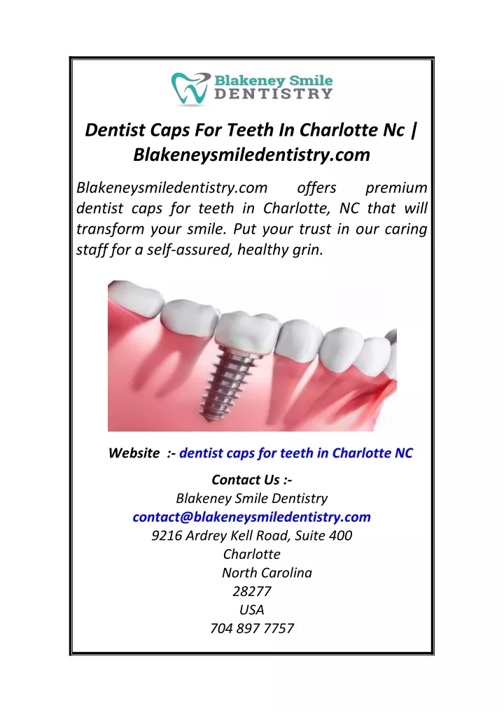 dentist caps for teeth in charlotte