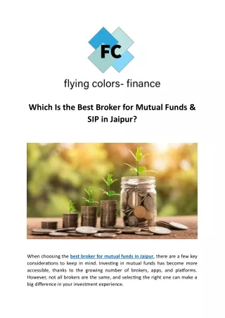 Which Is the Best Broker for Mutual Funds & SIP in Jaipur