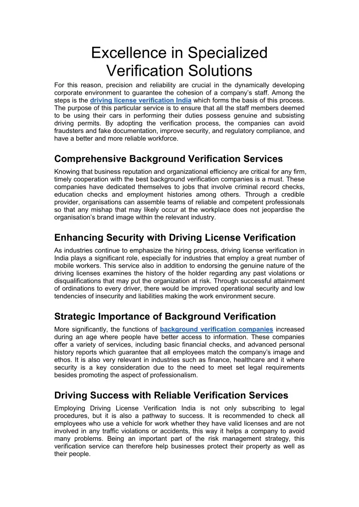 excellence in specialized verification solutions