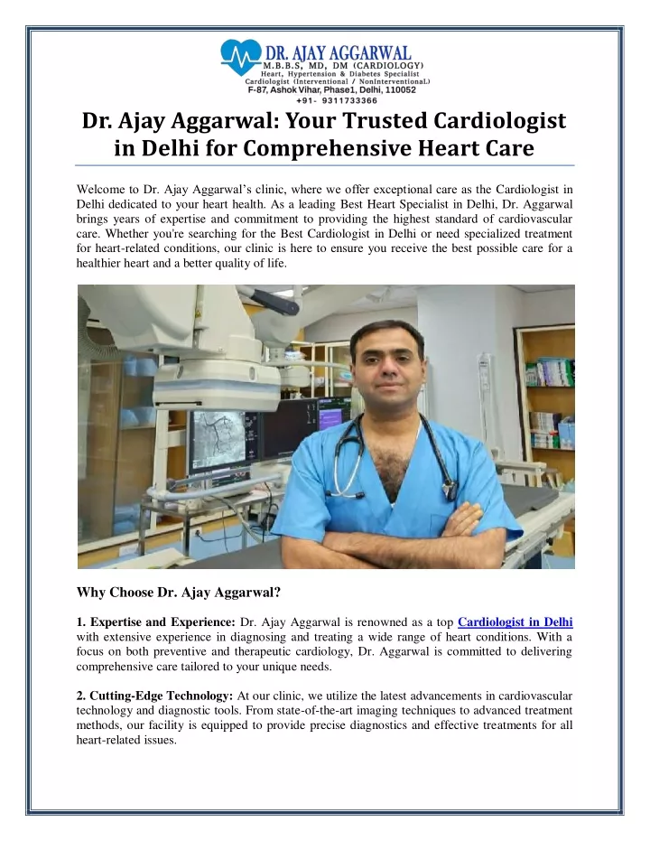 dr ajay aggarwal your trusted cardiologist