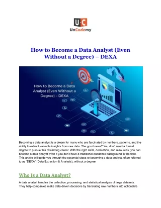 How to Become a Data Analyst (Even Without a Degree) – DEXA