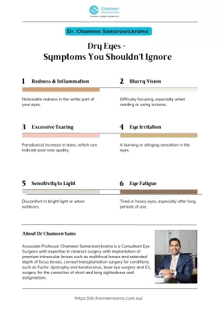 Dry Eye Symptoms By Dr. Chameen Sams, Consultant Eye Surgeon