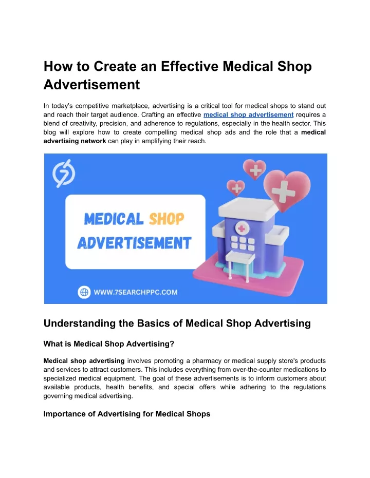 how to create an effective medical shop