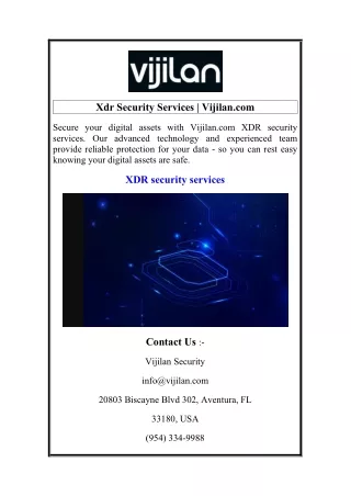 Xdr Security Services  Vijilan.com