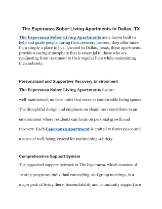 The Esperanza Sober Living Apartments