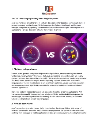 Java vs. Other Languages: Why It Still Reigns Supreme