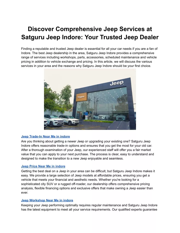 discover comprehensive jeep services at satguru