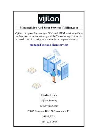 Managed Soc And Siem Services  Vijilan.com