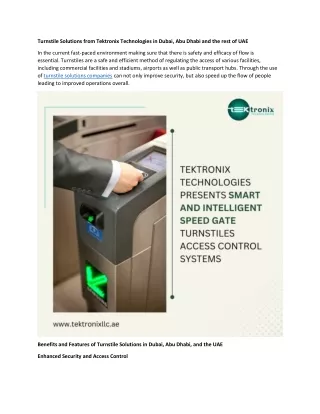 turnstile solutions from tektronix technologies
