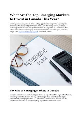 What Are the Top Emerging Markets to Invest in Canada This Year