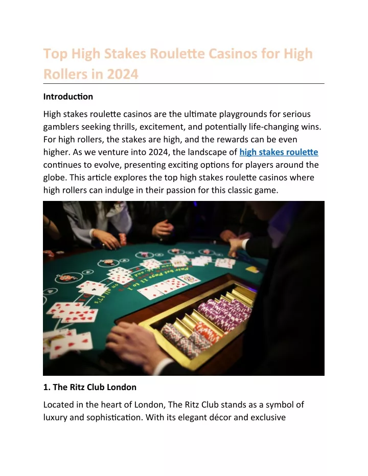 top high stakes roulette casinos for high rollers