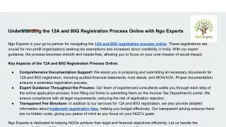 Understanding the 12A and 80G Registration Process Online with Ngo Experts Ngo E