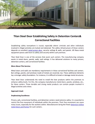 Titan Steel Door Establishing Safety in Detention Centers& Correctional Facilities