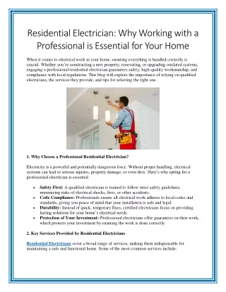 residential electrician why working with