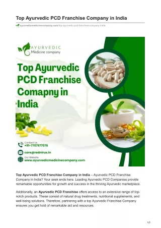 Top Ayurvedic PCD Franchise Company in India