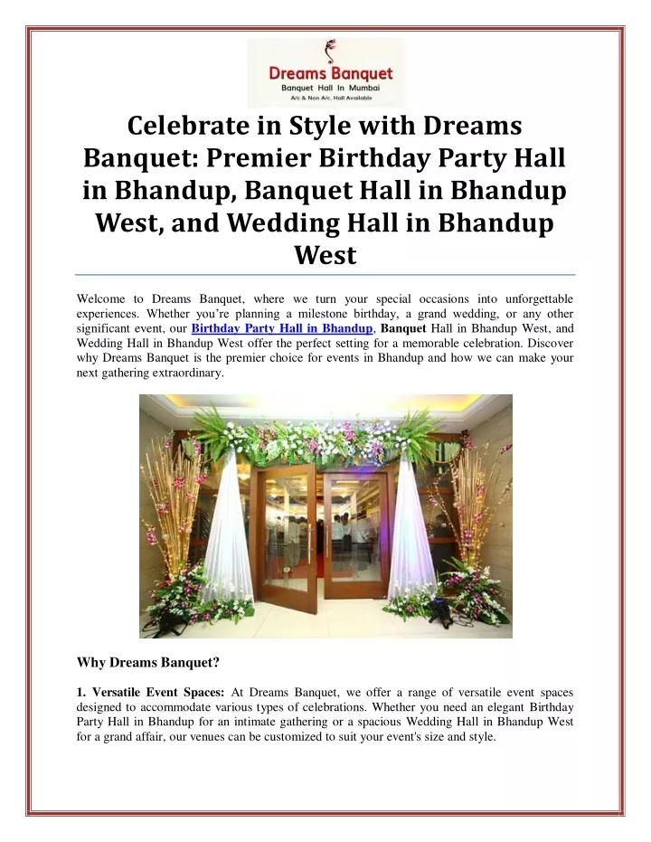 celebrate in style with dreams banquet premier