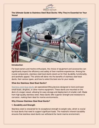 The Ultimate Guide to Stainless Steel Boat Davits Why They’re Essential for Your Vessel