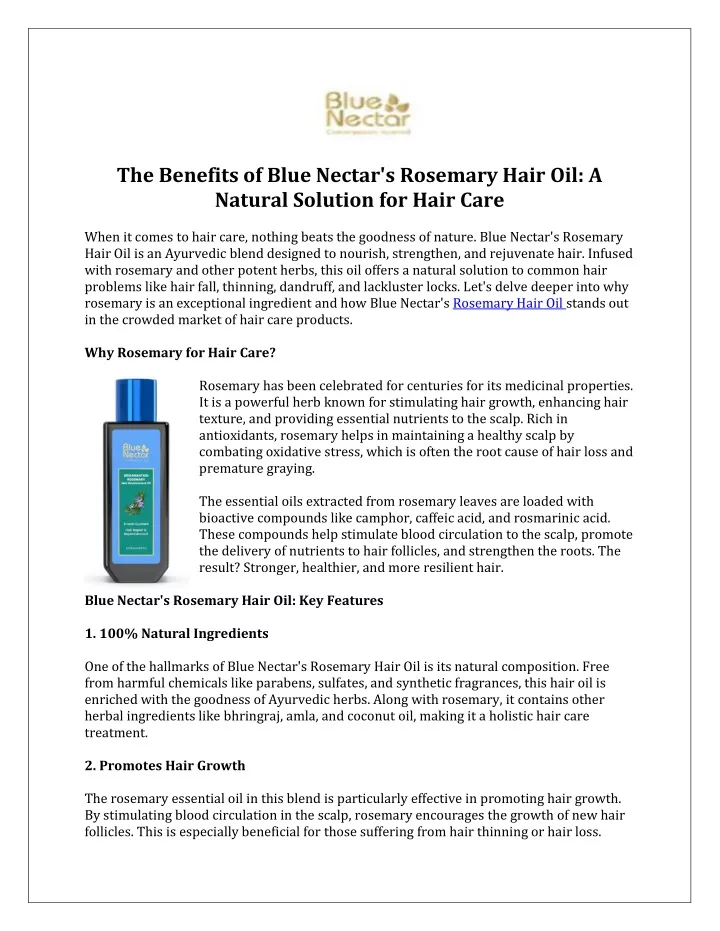 the benefits of blue nectar s rosemary hair