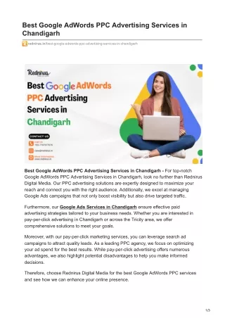Best Google AdWords PPC Advertising Services in Chandigarh