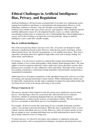 Ethical Challenges in Artificial Intelligence Bias Privacy and Regulation