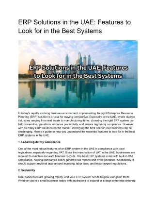 erp solutions in the uae features to look