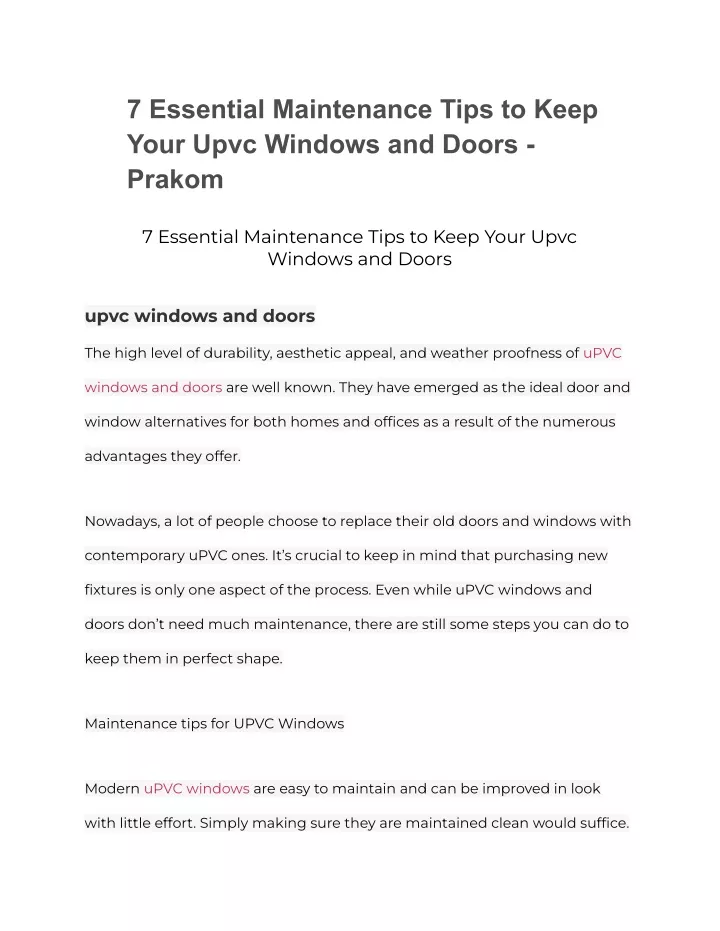 7 essential maintenance tips to keep your upvc