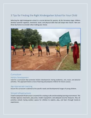 3 Tips for Finding the Right Kindergarten School for Your Child