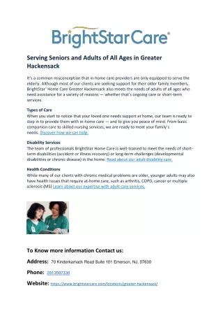 BrightStar Care of Greater Hackensack
