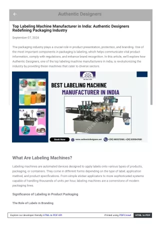 Quality Labeling Machine Manufacturer in India: Authentic Designers