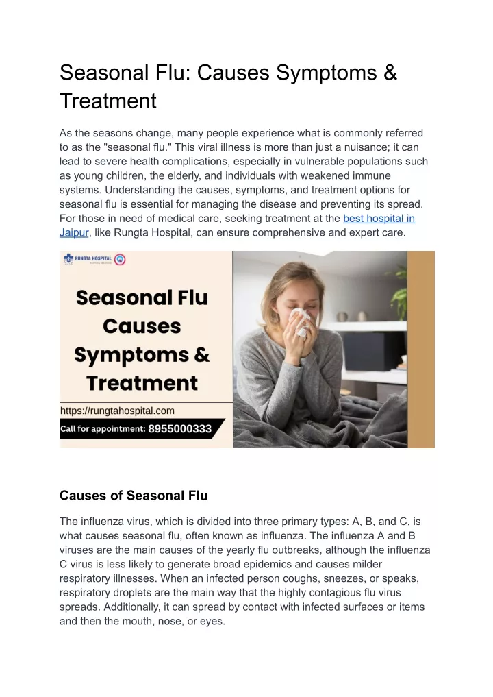 seasonal flu causes symptoms treatment