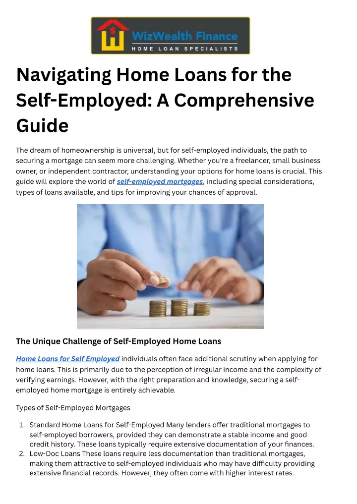 navigating home loans for the self employed