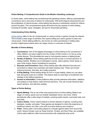 Online Betting_ A Comprehensive Guide to the Modern Gambling Landscape